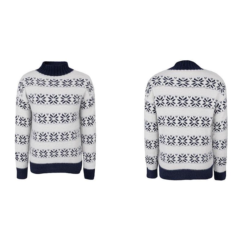 Dámský podzimní a zimní top úplet Poloviční rolák vánoční vzor sněhová vločka svetr pro ženy