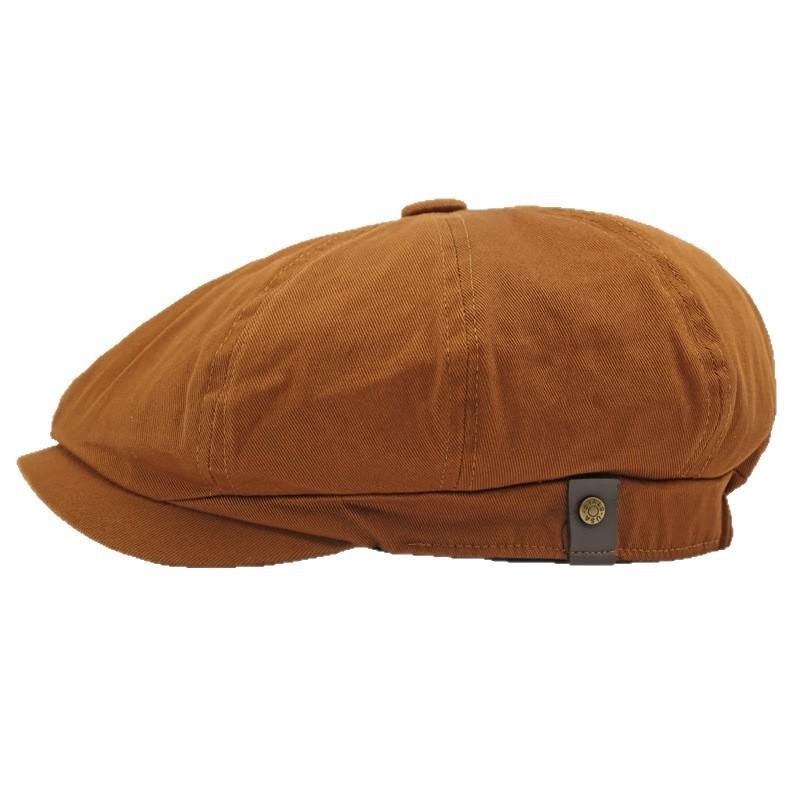 Vintage Octagonal Newsboy Cap for Men Women Retro Plain Solid Color Baker Boy Beret British Cabbie Flat Ivy Cap Side Button Accent