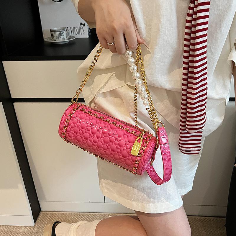 

Premium sense cylinder bag women s 2025 summer new versatile messenger shoulder bag golden ball adjustable chain pillow bag 20*18*18