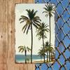 Tin Sign Tropical Trees Beach Ocean Landscape Vintage Metal Wall Art for Home Bar Pub Garage Decor Retro Plaque   Rustic Coastal
