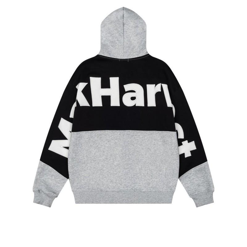 Designer Color Block Hoodie Mens Streetwear Letter Patch Embroidery Loose Zip Up Sweatshirt