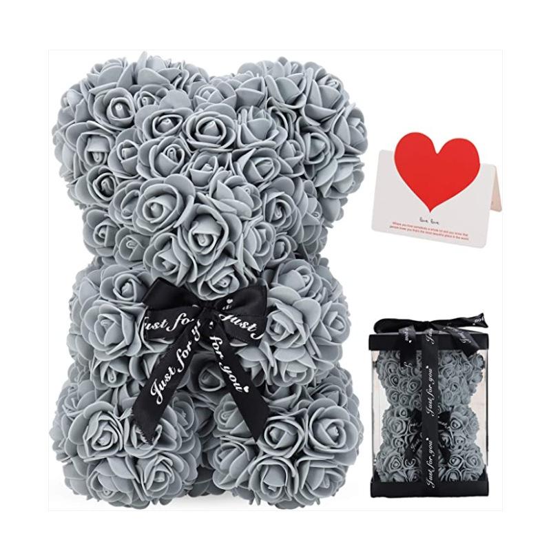 PVC Hediye Kutusu İçinde 25cm Köpük Gül Ayı - Anneler Günü, Qixi Festivali ve Sevgililer Günü İçin Mükemmel