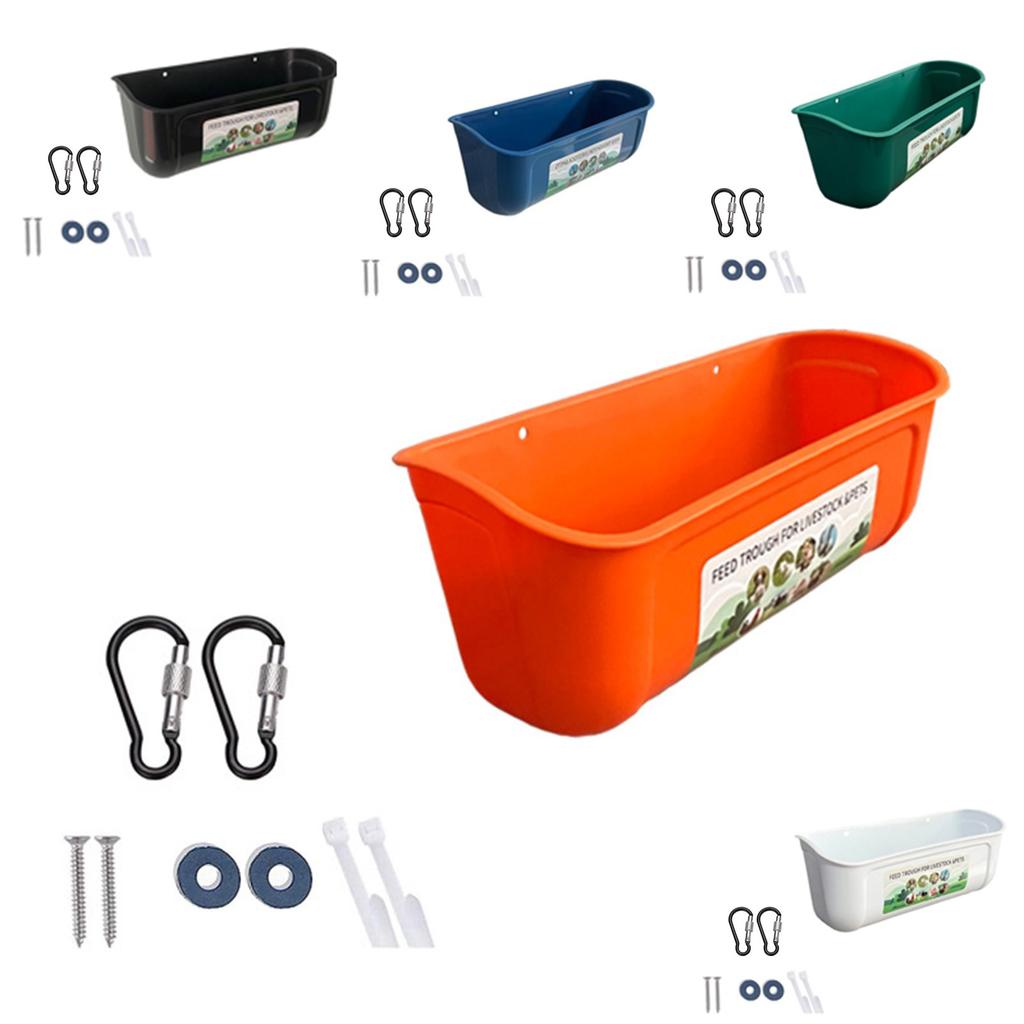 The Automatically Feeds Chickens, Ducks, Geese And Goats Large Capacity Hanging Fence Feed Trough Feeding Trough