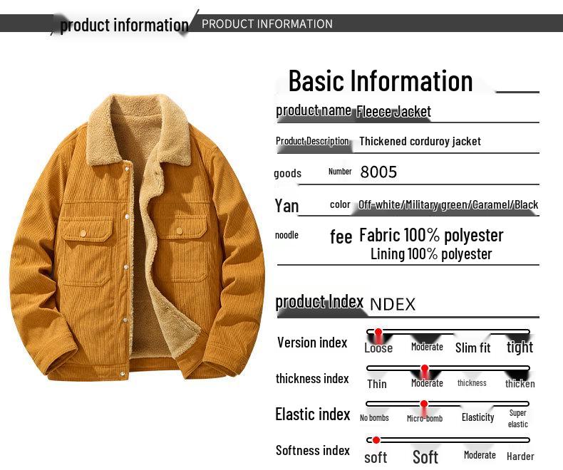 2025 Men's Corduroy Jacket with Lambswool Lining - High-Quality Autumn/Winter Coat