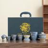 Ru Kiln Open Tea Set Gift Box Set Retro Flower Light Luxury High-end