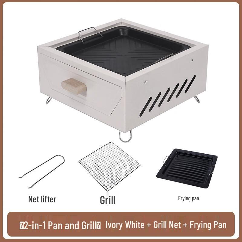 Portable Charcoal BBQ Grill with Griddle