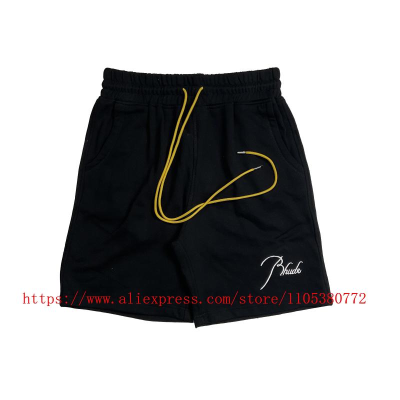 Latest Style RHUDE Men's Casual Shorts Hip Hop Elastic Waist Drawstring Zip Pocket Summer Street Leisure Beach Shorts