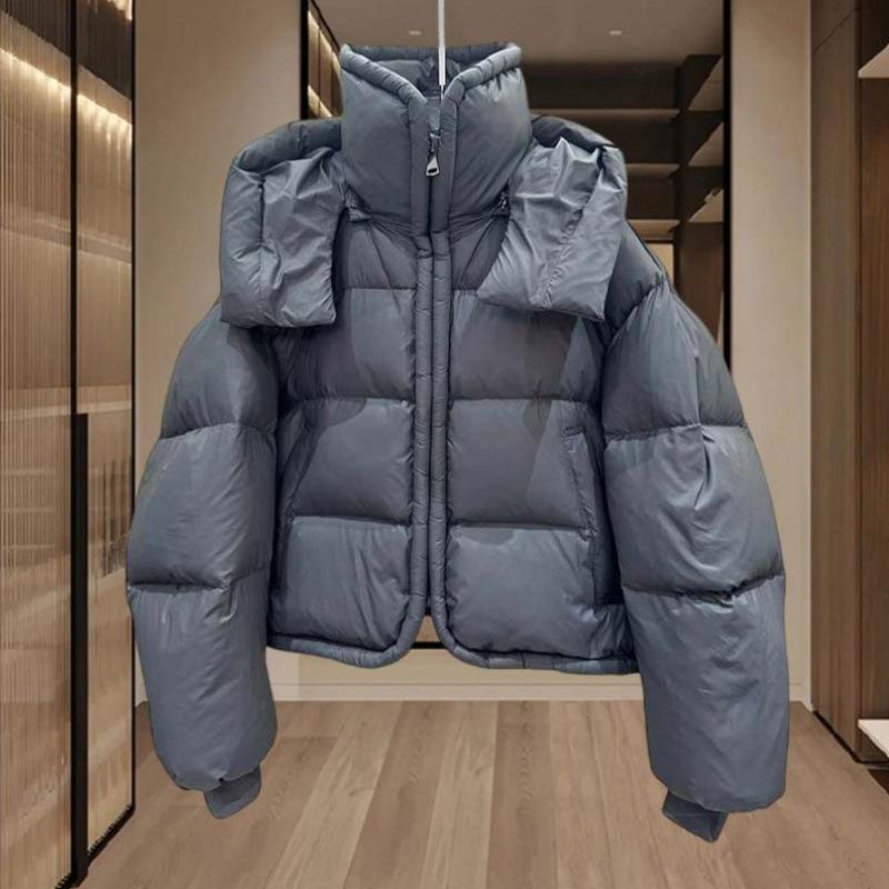

In Winter, Korean Version of Loose Collar Hooded Cotton-padded Jacket Women s Short New Padded Bread Coat. XL
