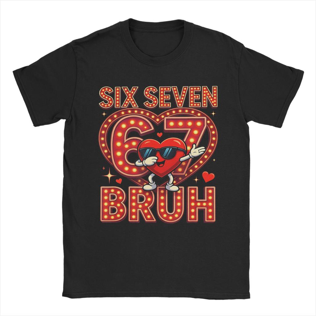 Casual T Shirt Summer Six Seven 6 7 Meme Dabbing Heart Valentines Hip Hop T Shirts  100 Cotton Tshirt for Mens Y2K Top Tees