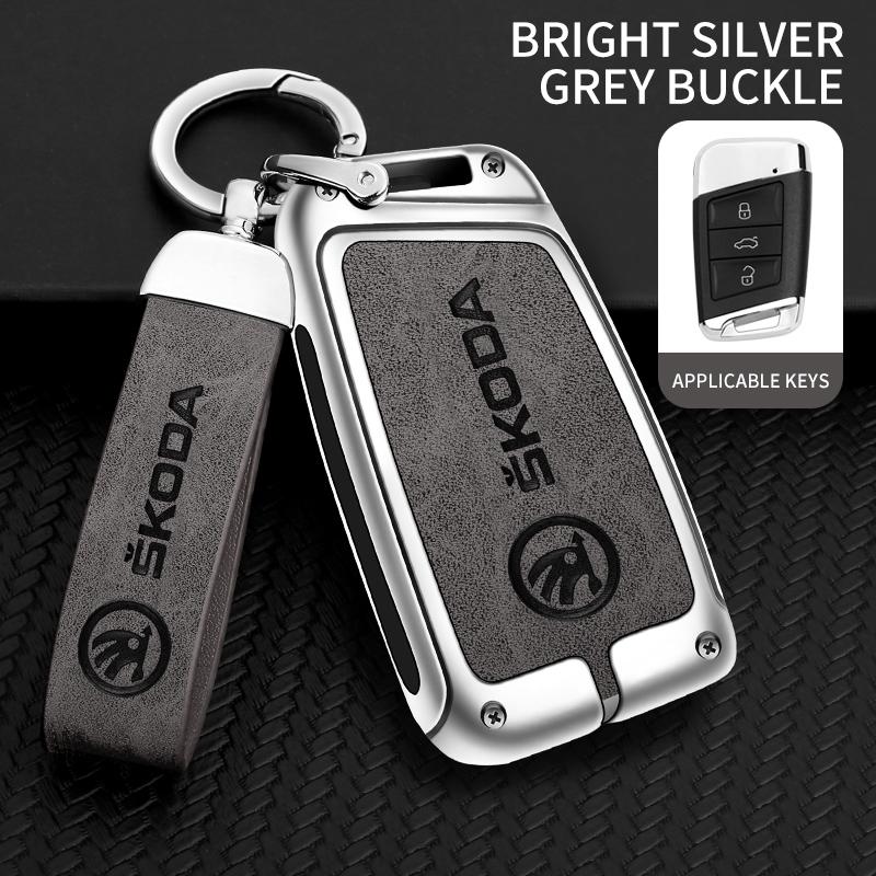 2025 New Zinc Alloy Car Smart Remote Key Fob Case Cover Protector Shell For Skoda Superb A7 Karoq Kodiaq 2020 2021 Keychain Acce
