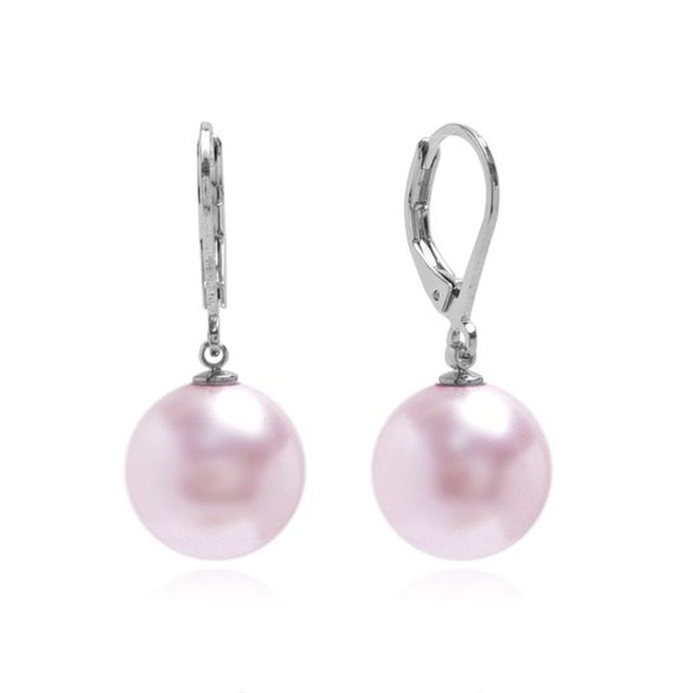 E469 12mm Rosaline Austrian Pearl Leverback Earrings