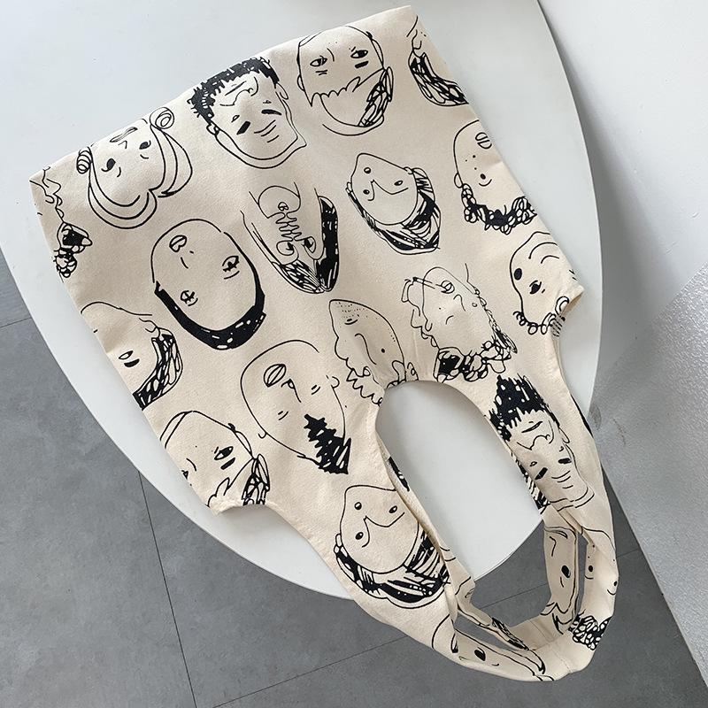 Designer Literary Illustration Canvas Tote: Large Capacity, Summer Style for Female Students