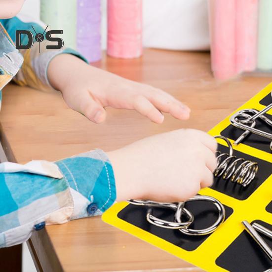 8 sztuk/zestaw Metalowy pierścień do układania łamigłówek 3D Drut Puzzle Gra Dzieci Dorośli Logika Umysł Test IQ Edukacyjny Odblokuj Blokada Zabawka Maluchy Chłopcy Dziewczęta Prezent