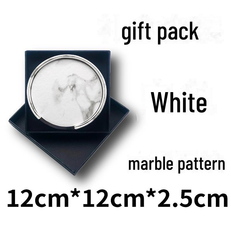 Custom PU Leather Tea Coasters with Hand-Sewn Edges and Insulation Pad, Featuring Your Enterprise Logo.