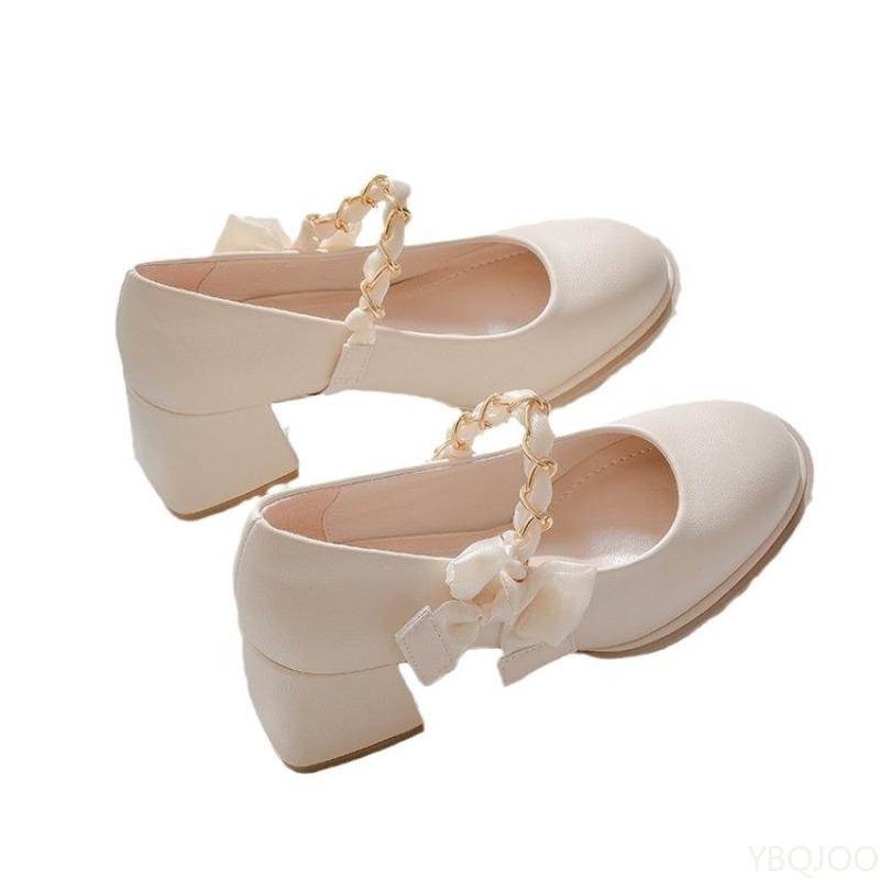 Women's High Heels Cute Square Spring New Style Versatile Elegant Simple Daily Comfortable Coarse Heels Women's Shoes