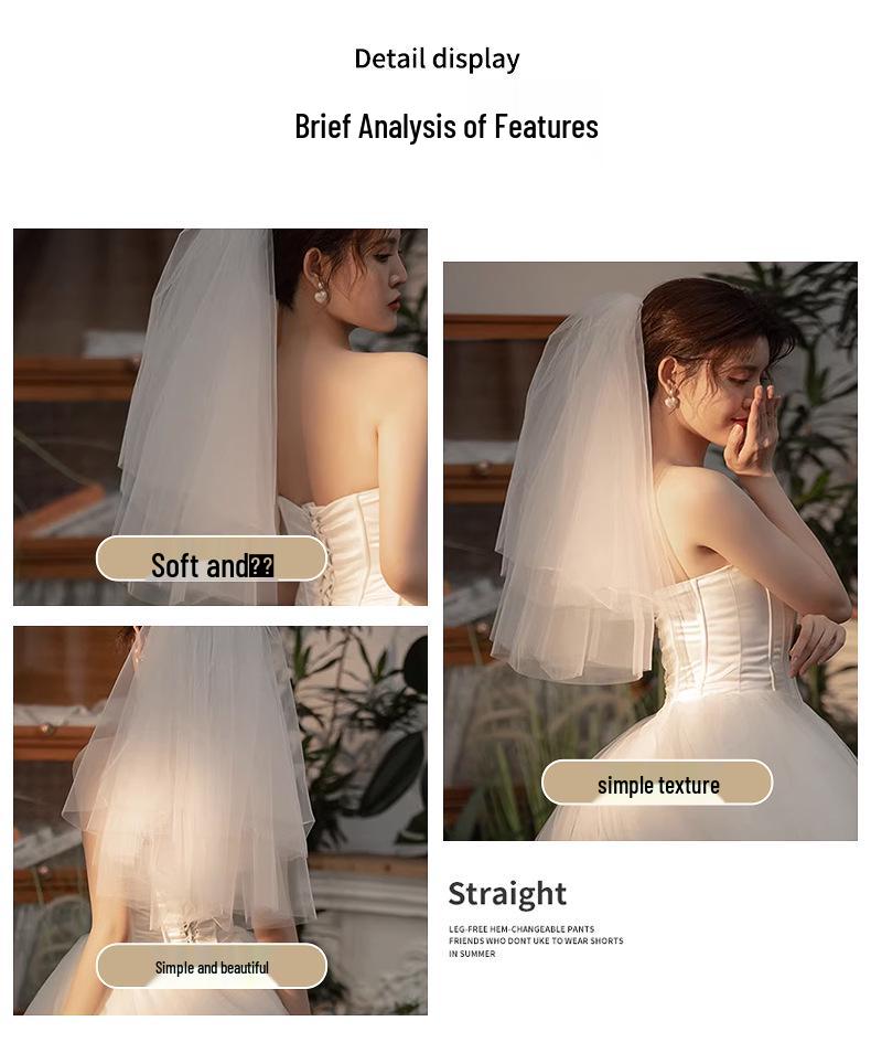 2025 Ethereal Korean Style Bridal Wedding Veil - Simple & Elegant Tulle Design