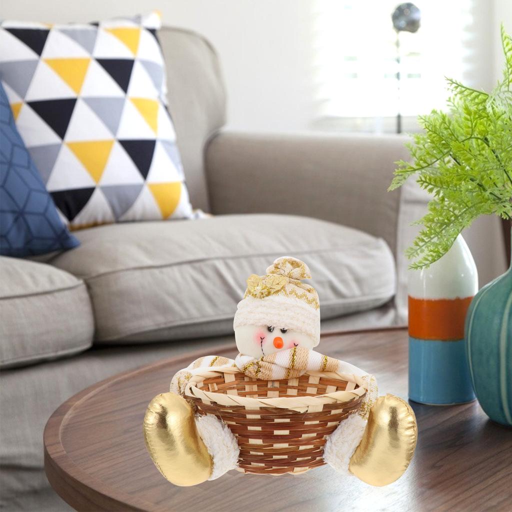 1pc Christmas Candy Baskets Cute Storage Containers Kids Bamboo Desktop Decor Kitchen Holiday Decoration Supplies
