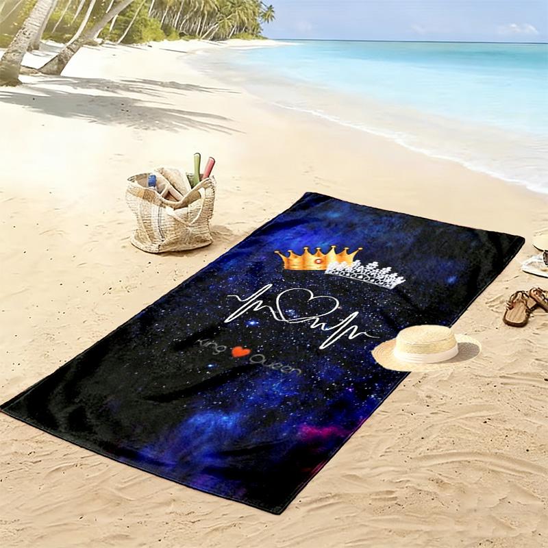 König und Königin Druck Strandtuch, Großes Weiches Schnelltrocknendes Handtuch für Strand Camping Schwimmen