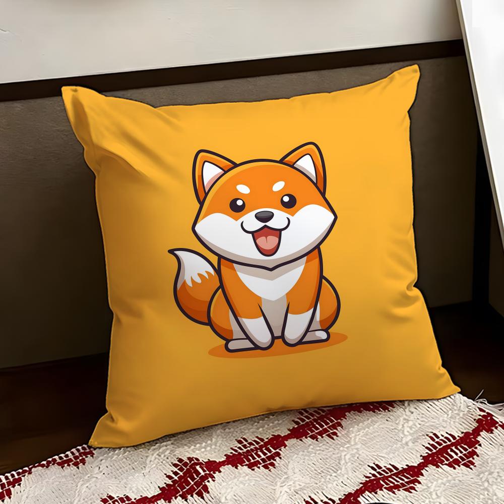 Cheeky Adorable Shiba Inu Cushion Cover Reversible Soft Durable Pillow Cover Home Car MultiScene Use for Daily Comfort