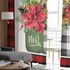 Weihnachten Weihnachtsstern Blumen Beeren Fenster Tüll Vorhänge für Wohnzimmer Küche Weihnachten Home Decor Sheer Voile Vorhänge