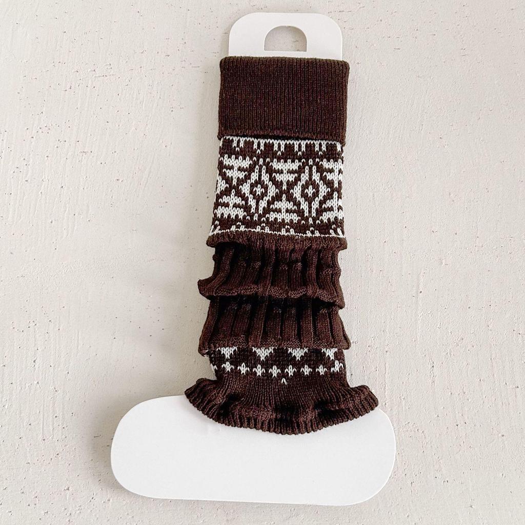 Girls' Korean Fair Isle Leg Warmers - Warm, Thick, and Slouchy for Autumn and Winter
