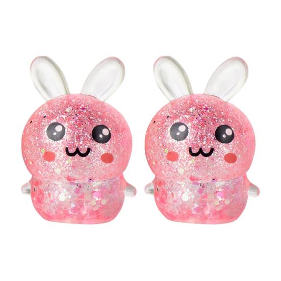 Bunny Stress Toy 2Pcs Glitter Rabbit Relief Toy Stretchy Clear Squeeze Pinch Animal Shape Fidget Party Favors for Kids Adults