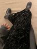 2026 Early Spring/Autumn Korean Velvet Sequin Midi Skirt