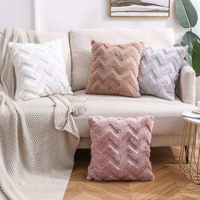 Nordic Plush Sofa Pillow Double-sided Solid Color PV Velvet Home Living Room Bedroom Bedside Cushion Office Cushion Cover