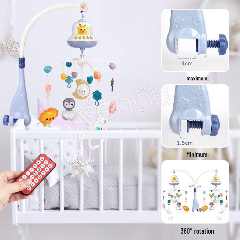 Baby Music Projector Bedside Rattle: Soothing Rotating Bell with Remote Control for Infants 0-1 Year