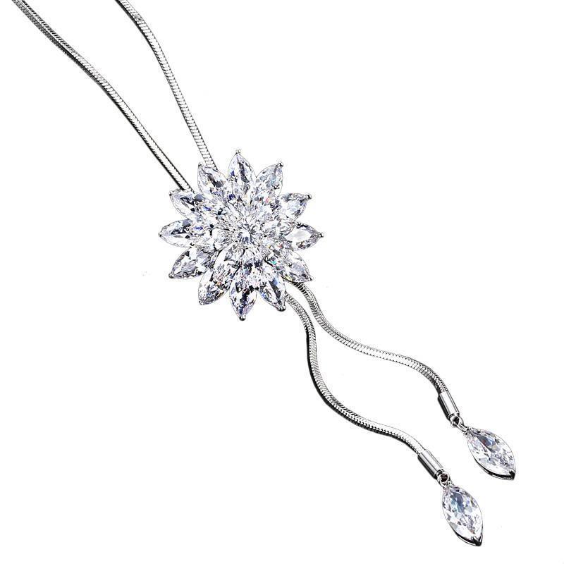 Snowflake tassel long sweater chain women's tide simple and versatile fashion temperament accessories pendant