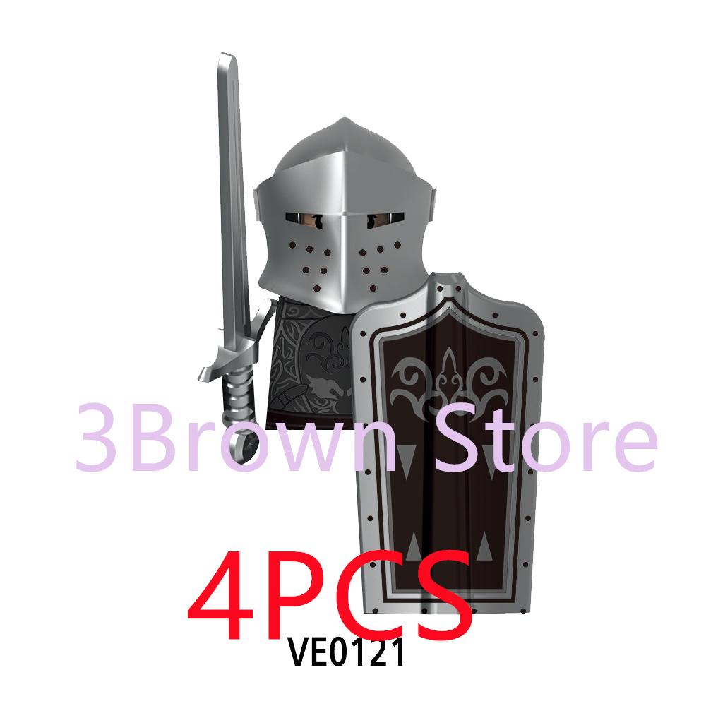 Medieval Building Blocks Accessories MOC Castles Dragon Knights Army Soldiers Warrior Helmets Shields Armors Axes Toy Gift S038