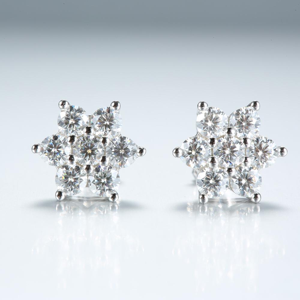 925 Sterling Silver Moissanite Stud Earrings - Unisex Fashion Round D Color