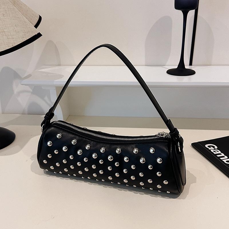 2025 Summer New Fashion Trend High-end Sense Rivet Punk Style Baguette Bag Shoulder Handbag