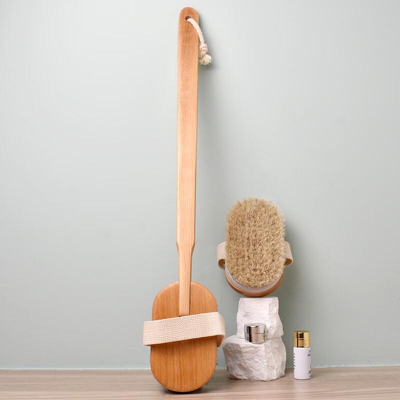 Long Curved Handle Horsehair Bath Brush