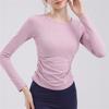 Pilates Long Sleeved Slimming And Fashionable Fitness Suit Top With Chest Cushion For Slimming, Dance Training, Running, Yoga Suit