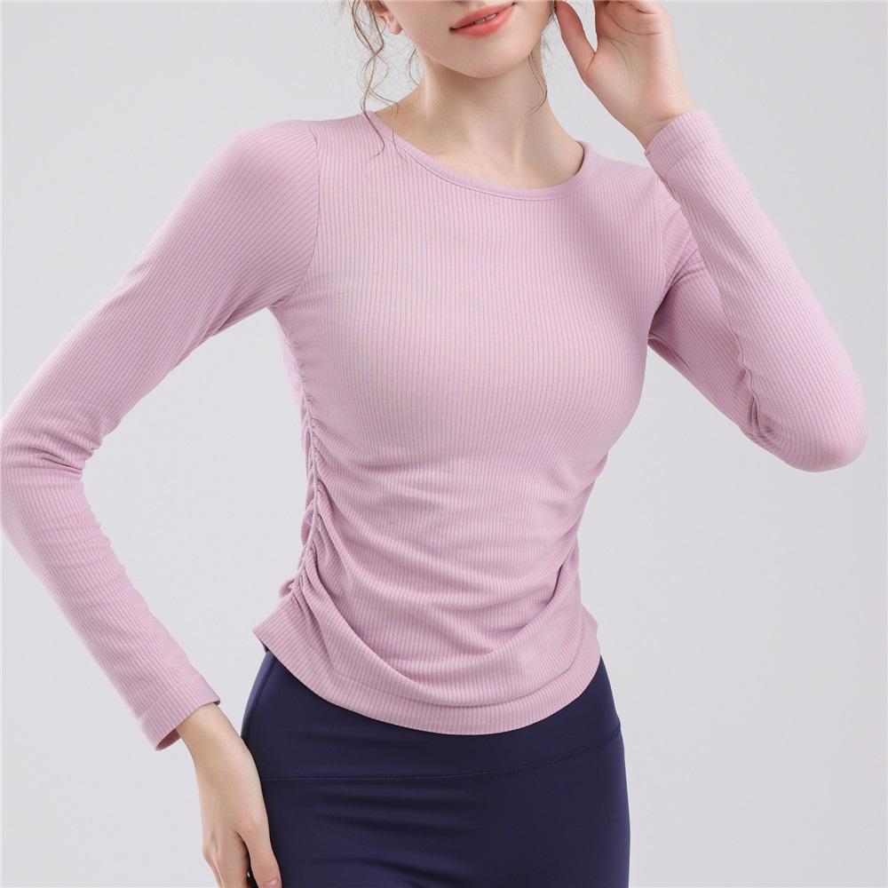 Pilates Long Sleeved Slimming And Fashionable Fitness Suit Top With Chest Cushion For Slimming, Dance Training, Running, Yoga Suit