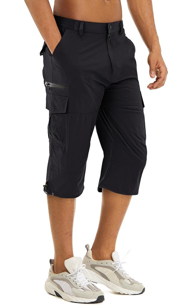 Medium Sweat Jogging Cycling Water Fishing Outdoor 2XL Pants, Men's, Absorbent, Pants, 3/4 Length, Pants, Repellent, Pants, Stylish, Shorts, Black,