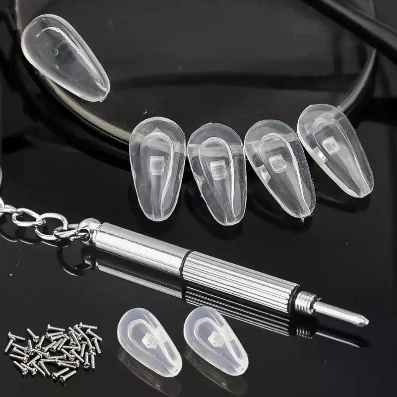 Eyeglasses Nose Pads With Screwdriver DIY Soft Silicone Air Chamber Glasses Replacement Repair Tools Anti-slip Nose Pad Screw