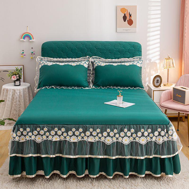 

Комплект из трех предметов: 1 юбка для кровати + 2 наволочки Дружелюбная ткань, Машинная стирка, Не требует глажки, Мягкий и деликатный, Праздничные подарки 150*200CM