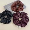 Advanced Sense Pu Leath Retro Round Elastic Scrunchie Simple Fashion Fold Large Hair Rope Hair Accessories
