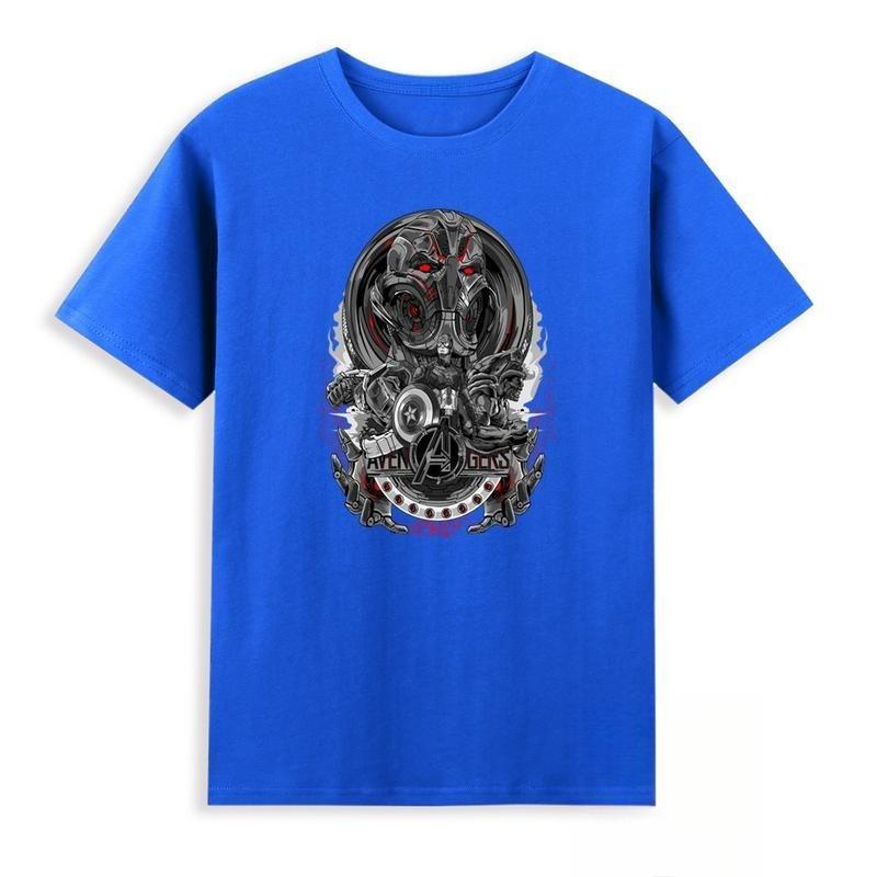 Genuine The New High-quality Superhero Avengers Ultron Iron Man Printed T-shirt for Men and Women Loose Short Sleeves