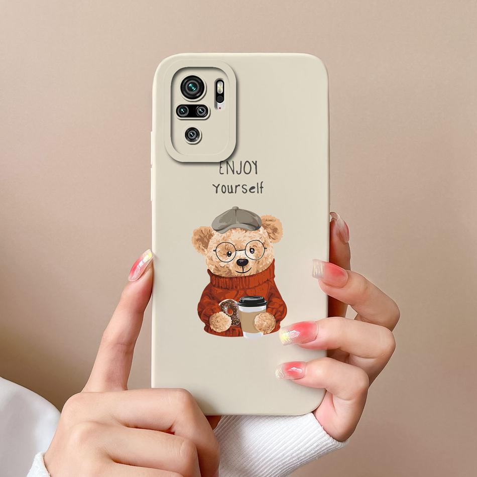 For Redmi Note 10 10T 10S Phone Case Cartoon Liquid Silicone Full Coverage Anti Drop Bumper For Xiaomi Redmi Note10 10 S T Funda