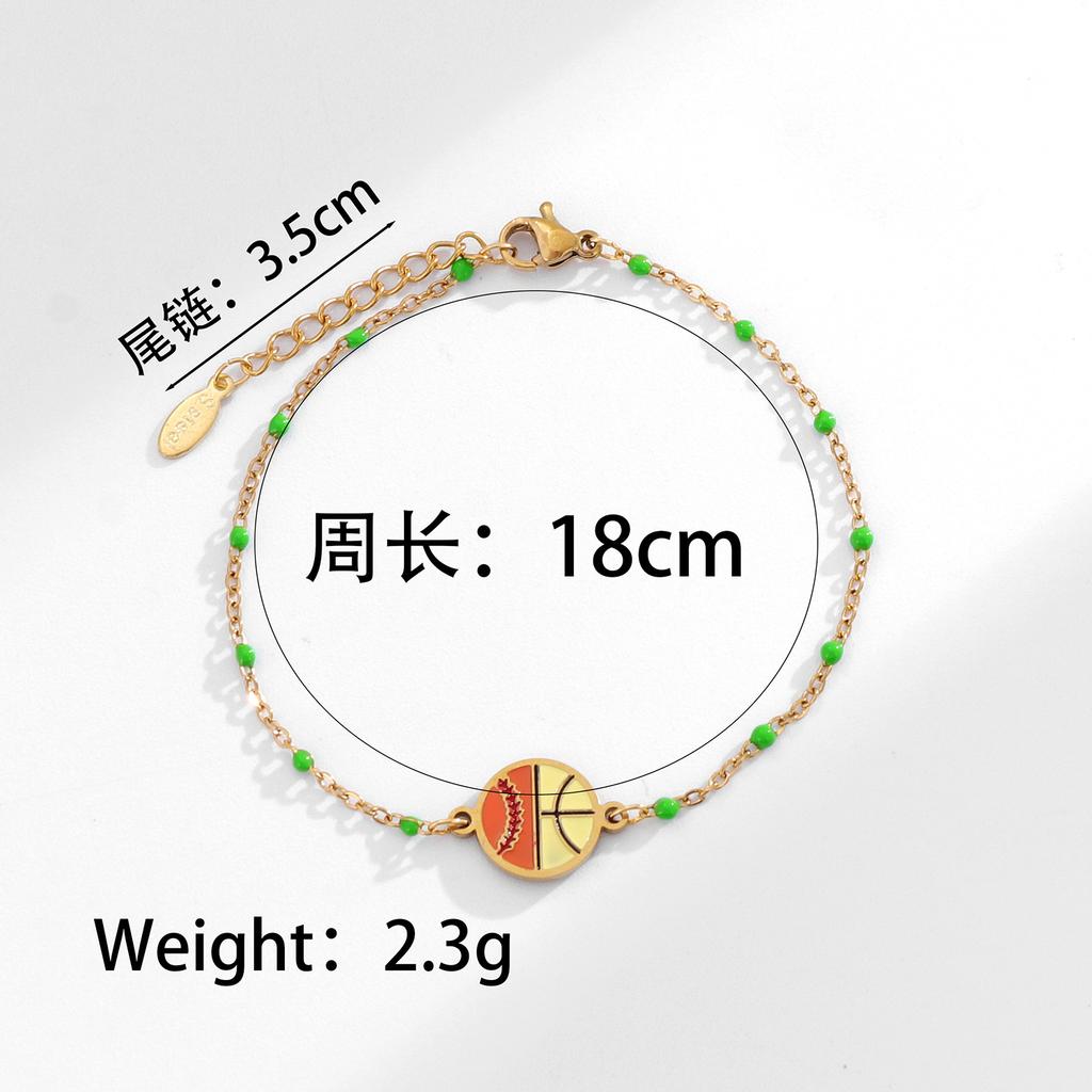 Women's Cross-border Creative Design Stainless Steel Soccer Beaded Bracelet European American-Style Minimalist Fashion Gift