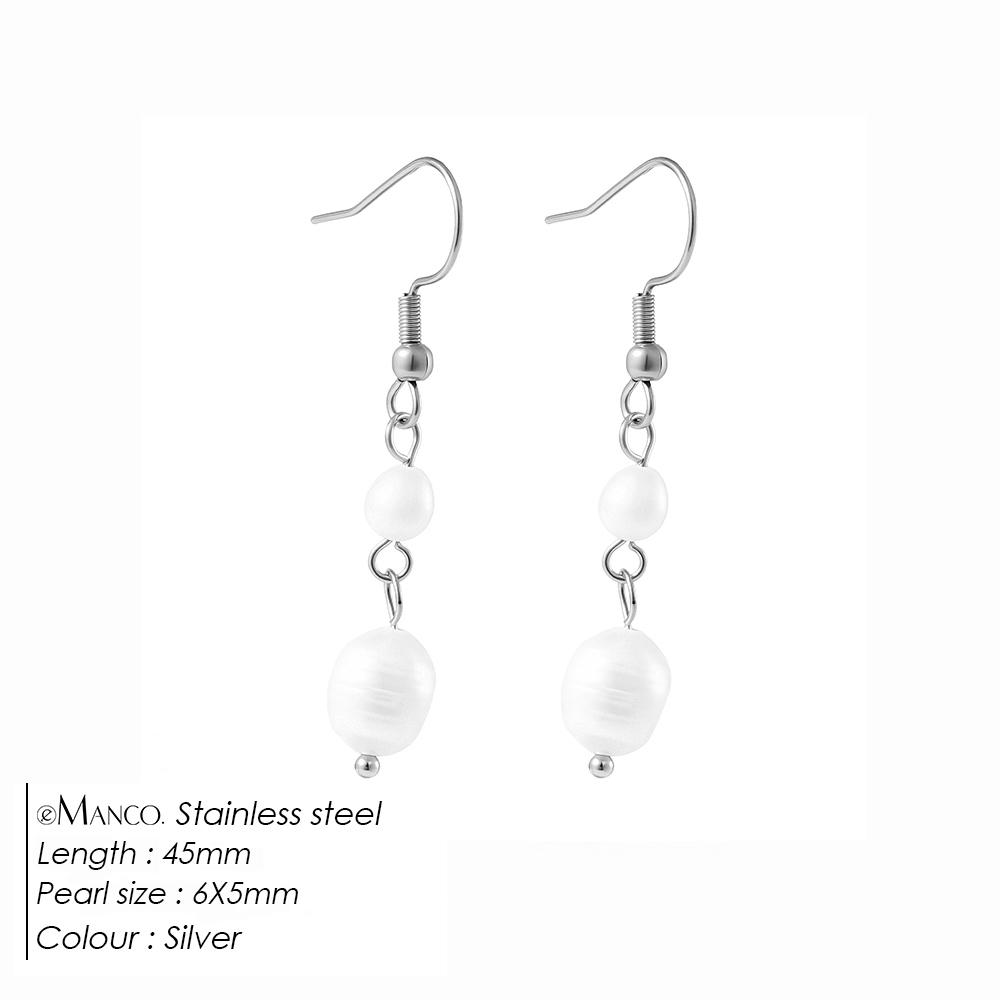 EMANCO Freshwater Pearl Earrings Stainless Steel Women's Jewelry Chain Drop Pierced Earrings Pearl Jewelry Set Gift Wholesale