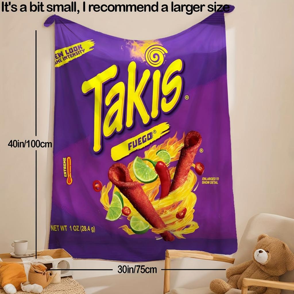 1pz Coperta Morbida in Flanella Stampata Takis Chili Vivace Coperta Ultra Accogliente per Letto, Divano e Viaggio Regalo Perfetto per Compleanno