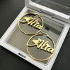 Personalized Name Hoop Earrings Custom Stainless Steel Nameplate Earrings 18k Gold Plated Letter Name Earrings Custom Gifts