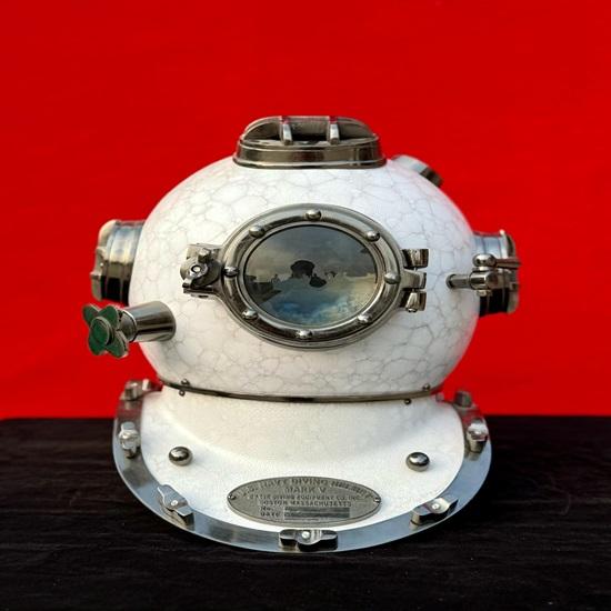 White Scuba Diving Helmet Mark V 45.72 Cm Maritime Ship's Decorative Helmet Best Décor Gift
