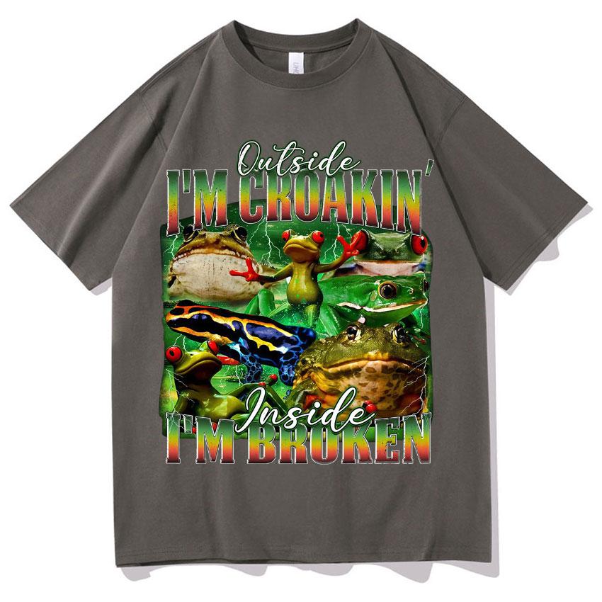 Fuuny T Shirt Frog TShirt Cotton High Quality Print Short Sleeve Positive Cottagecore Oversized Tee Unisex Women Clothes Teenagers