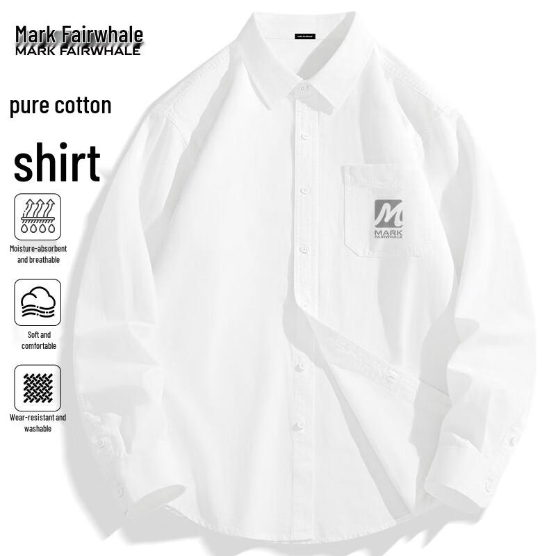 Mark Fairwhale Men s American Style Cotton Long-Sleeve Casual Shirt L