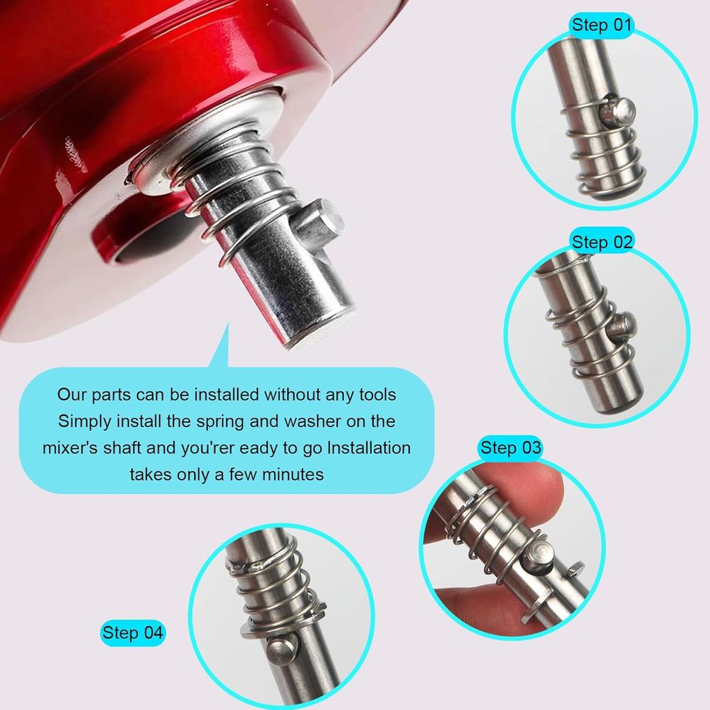 304 Stainless Spring and Washer For KitchenAid Mixers 3.5 Quarts to 7 Quarts Quick tall components